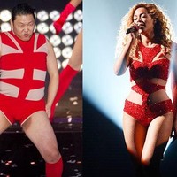 Penyanyi solo PSY pernah memakai leotard merah untuk memparodikan Beyonce dalam salah satu penampilannya. Aksi PSY ini pun membuat netizen tak habis pikir. Foto: Dok. Koreaboo