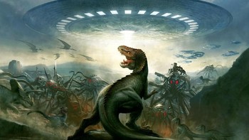 Di museum prasejarah yang dimiliki oleh Utah State University, alien disebut-sebut sebagai penyebab musnahnya dinosaurus, namun tidak secara keseluruhan dikarenakan tidak ada jejak alien di fosil dinosaurus manapun. Hal tersebut secara tidak langsung juga membuktikan tidak tepatnya teori tersebut karena nihilnya bukti. Foto: walldevil.com