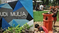 Anak-anak yang bermain juga menjaga kebersihkan. Sampah yang mengotori RPTRA dibuang di tempatnya.