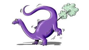 Sejumlah paleontolog berpendapat bahwa dinosaurus terlalu banyak kentut sehingga mencemari udara di Bumi. Meski gas metan yang dibuang dinosaurus secara masif diklaim bisa mengubah iklim, namun hal ini tidak cukup kuat sebagai penyebab kepunahan. Foto: planet-science.com