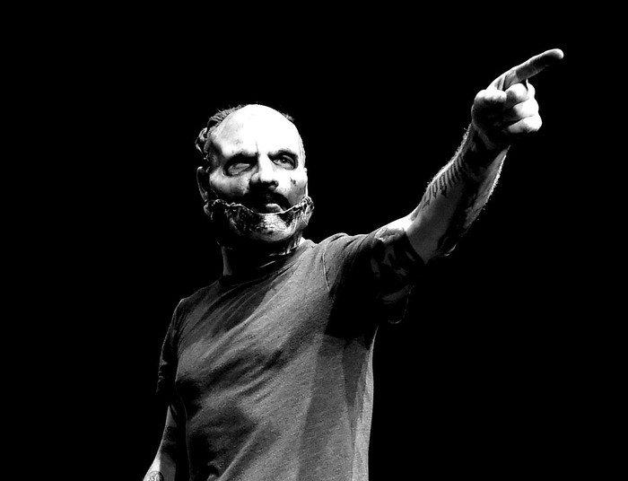 HOLLYWOOD, CA - MAY 12:  (EDITERS NOTE: Image has been digitally converted to black and white.) Singer Corey Taylor of Slipknot performs during the Ozzy Osbourne and Corey Taylor special announcement at the Hollywood Palladium on May 12, 2016 in Hollywood, California. Ozzfest and Knotfest are joining together for a weekend of music September 24th and 25th in San Bernardino, California.  (Photo by Kevin Winter/Getty Images)