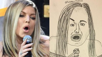 Hasil sketsa wajah penyanyi Fergie. Foto: instagram.com/tw1tterpicasso