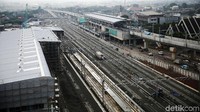 Penampakan terkini proyek Depo MRT di Lebak Bulus, Jakarta Selatan.
