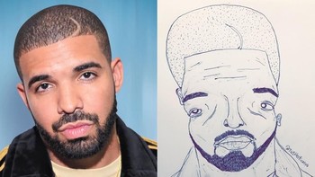 Mirip tidak sketsa wajah Drake. Foto: instagram.com/tw1tterpicasso