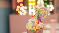 Selain bisa bersantai, Anda juga dapat mencicip dessert dan minuman enak. Ada donat, aneka cake dan minuman spesial dan wajib dicoba. Minuman dengan garis-garis warna-warni khas unicorn dengan paduan lolipop dan juga marshmallow. Foto: candyforniastudio