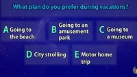Liburan ke mana ya? Pantai = 20 poin, Taman bermain = 10 poin, Museum = 40 poin, Jalan-jalan keliling kota = 30 poin, Trip naik motor = 50 poin. (Foto: Youtube/Mister Test)