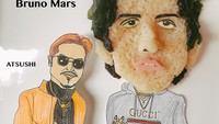  Katanya sih ini karikatur wajah pelantun lagu  The Lazy Song. Tapi kok mata Bruno Mars terlihat mirip dengan mata Sylvester Stallone. Foto: Instagram @horiharu1213