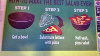 Kalau petunjuk ini seolah menggoda pencinta salad untuk menukarnya dengan pizza. Hayo, kamu juga ngiler ya? Foto: Istimewa