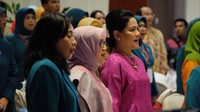 Foto: Iriana menyampaikan program-program PKK dalam acara yang dihadiri 650 peserta itu.Fotografer: Andhika Prasetia/detikcom
