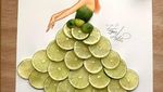 Keren! Lukisan Wanita Ini Diberi Baju dari Susunan Buah dan Kulitnya