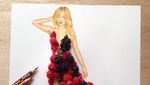 Keren! Lukisan Wanita Ini Diberi Baju dari Susunan Buah dan Kulitnya