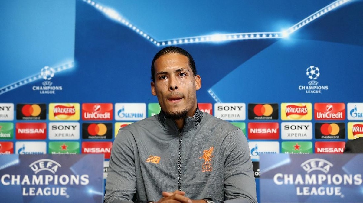 Virgil van Dijk dalam konferensi pers jelang laga leg kedua perempatfinal Liga Champions. (Foto: Jan Kruger/Getty Images)