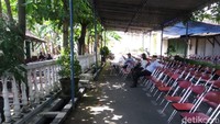 Suasana rumah duka di Sragen jelang datangnya jenazah Danarto. Bayu Ardi Isnanto/detikcom