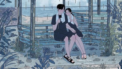 Bikin Baper! Ilustrasi Romantis Momen Manis yang Dilakukan Bareng Pasangan