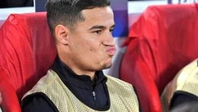 Meme Coutinho Manyun Lihat Barca Kalah dan Liverpool Jegal City