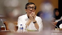 Yasonna Laoly saat memaparkan kinerja Kemenkumham.
