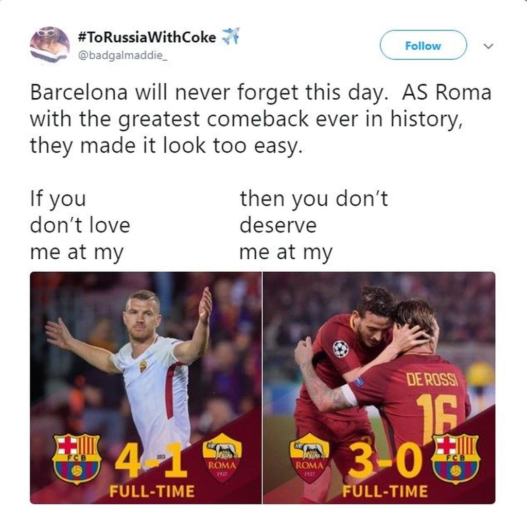 Parade Meme Kocak As Roma Lumat Barcelona