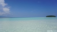 Di Mansuar, Raja Ampat, Papua Barat ada fenomena unik. Ada pasir putih yang timbul di tengah laut, ditemani dengan air jernih sebening kaca (Shinta/detikTravel)