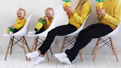 Kreatif! Keluarga Ini Bikin Foto Memakai Semangka, Nanas hingga Pisang