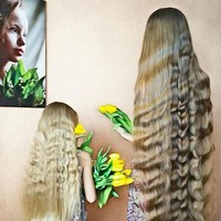 Dashik Gubanova asal Rusia tidak pernah memotong rambutnya selama 15 tahun. Hingga kini, rambutnya sudah mencapai tumit. Foto: Instagram/@dashik_gubanova