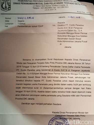 Diskotek Exotic Sawah Besar Harus Tutup 18 April