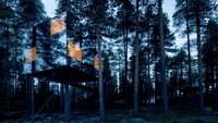 The Mirror Cube, Swedia, dirancang oleh Tham & Videgard Mirror. Cermin di dinding eksterior membuatnya tidak terlihat di hutan. Istimewa/brightside.me.