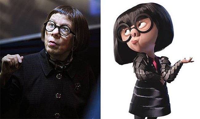 Edna E Mode di film Incredibles dikenal dengan karakternya yang paham soal fashion. Ada yang merasa karakter ini mirip aktris senior Linda Hunt (Kindergarten Cop)? (Foto: ist.)
