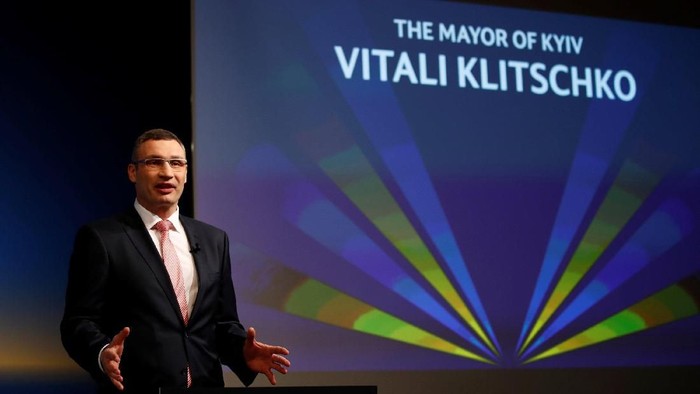 Soccer Football - Champions League Semi-Final Draw - Nyon, Switzerland - April 13, 2018   Mayor of Kiev and former boxer Vitali Klitschko during the draw   REUTERS/Stefan Wermuth