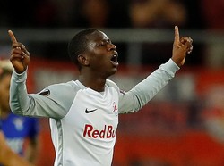 Di posisi 10 ada Amadou Haidara. RB Leipzig mengakut gelandang asal Mali itu dari Red Bull Salzburg dengan harga 19,5 juta euro. (Leonhard Foeger/Reuters)