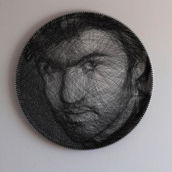 Penyanyi George Michael menurut interpretasi Saso di kanvas benang. (Foto: Instagram/cvernart)