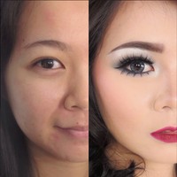 Mata sipit jadi terlihat lebih lebar dan tajam dengan eyeshadow dan bulu mata palsu. Foto: Instagram/@linsanti