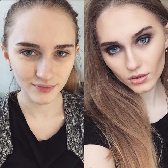 Teknik contouring ini membuat pipi sang wanita lebih tirus dan berdimensi. Foto: Instagram/@makeup_by_nika