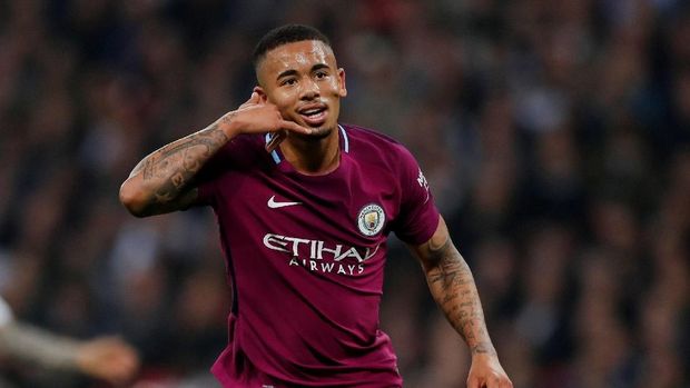 Gabriel Jesus membuka keunggulan Manchester City atas Tottenham Hotspur.