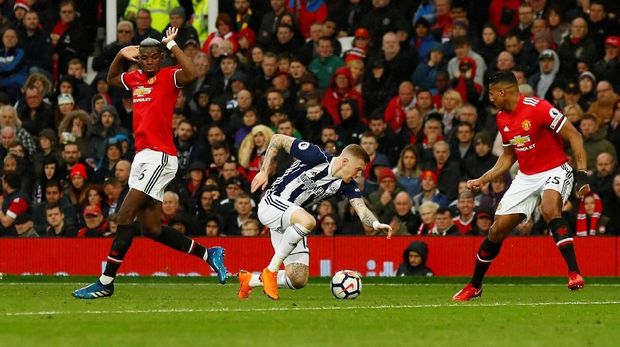 Manchester United dikalahkan West Brom United 0-1 di Stadion Old Trafford.