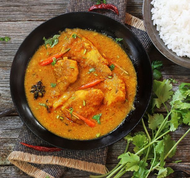 Bengali Fish Curry (Doi Maach)  cooked in yogurt  gravy,top down view