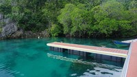 Bahkan, air laut biru jernih sudah bisa ditemukan sejak sebelum naik ke atas Piaynemo. Cantik bukan? (Shinta/detikTravel)