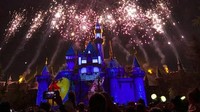 Wisata ke Disneyland tak lengkap tanpa menyaksikan pertunjukan kembang api di kastil yang ikonik (davidbeckham/Instagram)