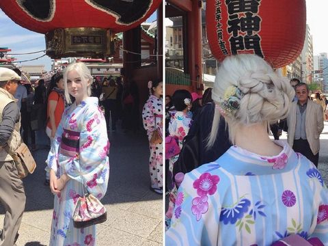 Gadis Berambut Silver dengan Kimono Jadi Viral, Wajahnya Bak Peri Cantik