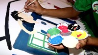 Begini penampakan hasil goresan tinta lukis dari para napi anak LPKA kelas I Tangerang, Selasa (17/4/2018).