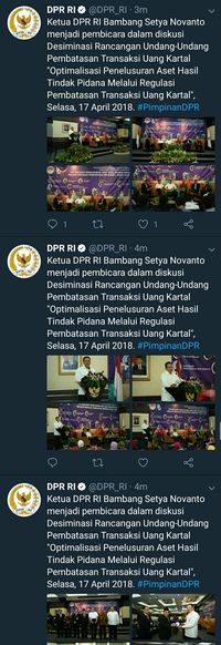Saat Twitter DPR Sebut Ketua DPR 'Bambang Setya Novanto'