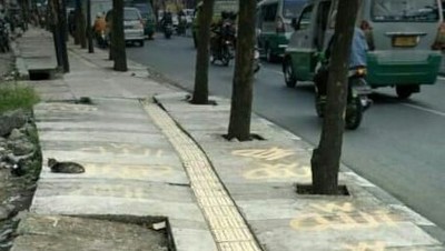 Penampakan Trotoar di Bandung yang Sempat Bertuliskan Allah