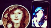 Wow, espresso latte ini bergambar wajah Sheryl. Sudah mirip belum?  Foto: Instagram @sherylsheinafia