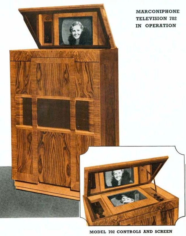 Bisa membayangkan kalau TV sebesar ini ditaruh di rumah zaman sekarang yang cenderung minimalis dan sempit? Ini merupakan Marconiphone Television 702 dengan layar 12 inchi yang diproduksi di Inggris pada 1937. Foto: Dok. Gizmodo