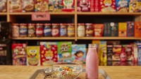 Semangkuk dari campuran pilihan sereal dan sebotol susu besar, jadi menu andalan yang hingga kini masih diminati oleh pengunjung. Foto: Cereal Hunters Cafe