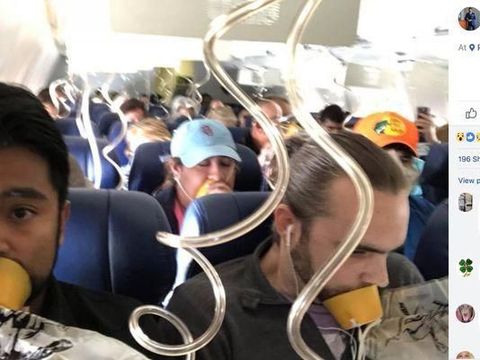 Situasi dalam kabin usai mesin pesawat Southwest Airlines meledak