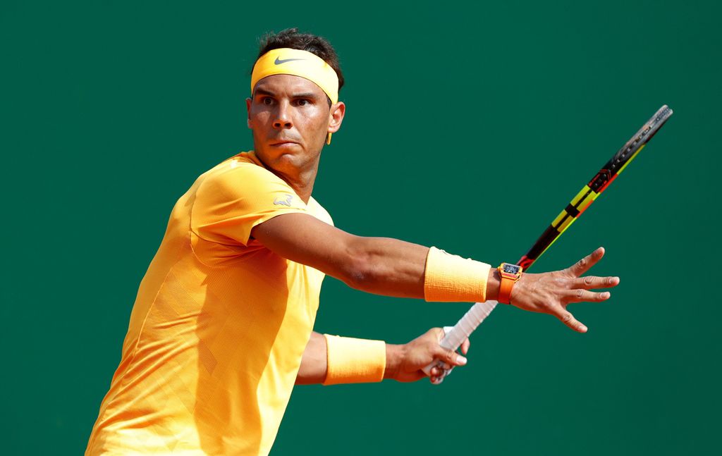 Nadal Tennis - ATP - Monte Carlo Masters - Monte-Carlo Country Club, Monte Carlo, Monaco - April 18, 2018 Spain's Rafael Nadal in action during his second round match against Slovenia's Aljaz Bedene REUTERS/Eric Gaillard