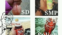 Kalau yang ini tingkat jenis minuman anak sekolah. Masih SD minumnya es plastikan, sudah kuliah naik kasta jadi minum teh kemasan botol yang harganya lebih mahal. Foto: Istimewa