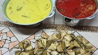 Siapa yang mau lontong cap gomeh Bang Doel? Ketupat dengan paduan sayur santan yang nikmat bisa lho dinikmati di Warung Doel milik Rano Karno. Foto: Instagram @si.rano
