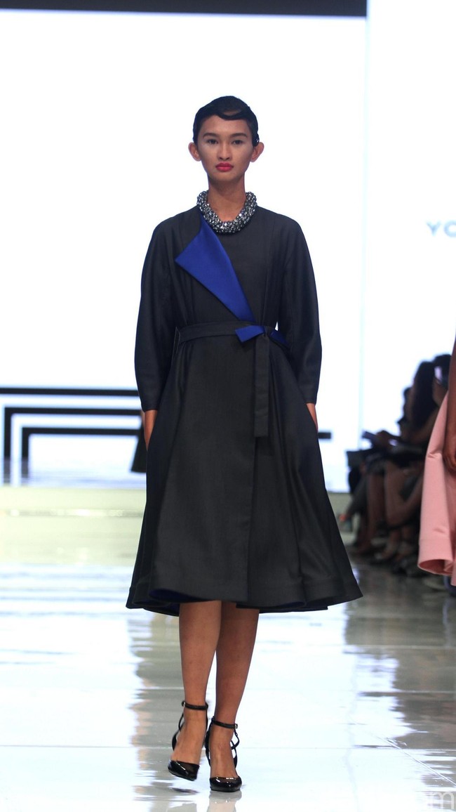 Fashion show Yosafat Dwi Kurniawan yang bertemakan Literalist diJakarta Fashion & Food Festival 2018, Kelapa Gading, Jakarta, Kamis [19/4/2018]. [Foto: Mohammad Abduh/Wolipop]