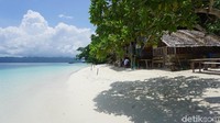 Pantai Friwen memiliki kecantikan alami yang luar biasa. Pasir-pasir putih menghiasi pesisir, dengan pepohonan rindang serta gradasi air laut berwarna biru muda dan tua  (Shinta/detikTravel)